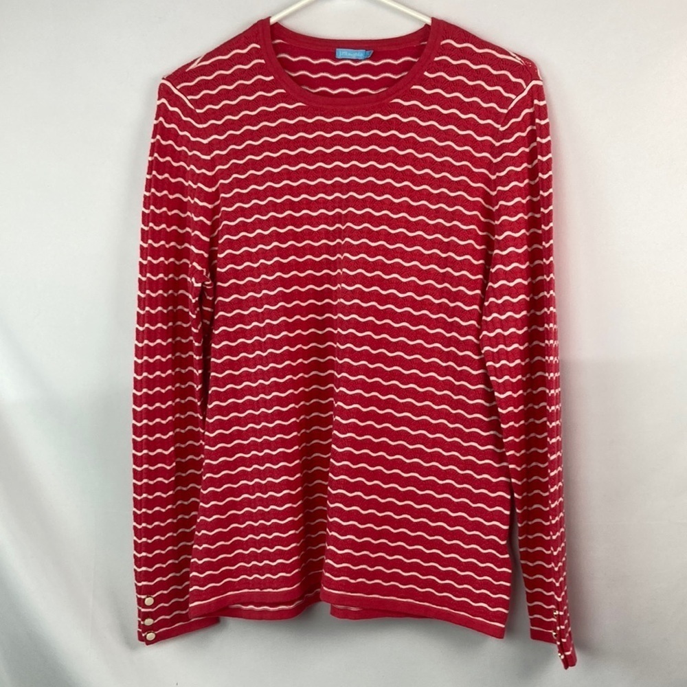 J. McLaughlin coral pink sweater with pearl like buttons nwot large